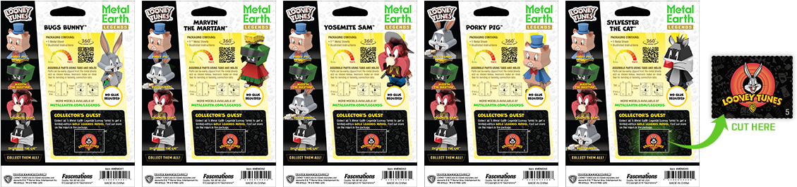 Set of 5 Fascinations Metal Earth Legends WB Looney Tunes 3D Laser Cut Model Kit 