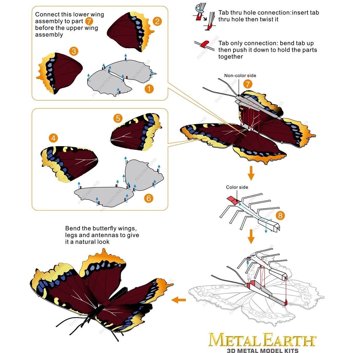 Metal Earth Mourning Cloak Butterfly colour DIY laser cut 3D steel model kit 
