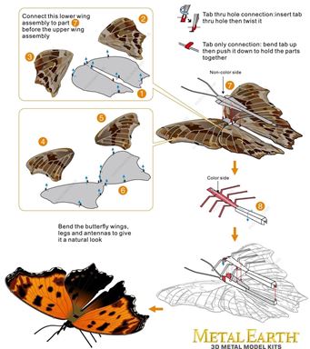 comma eastern butterflies metal earth