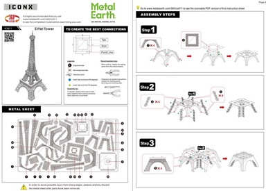 Paris Eifel Tower 3D Steel Model Kit Fascinations Metal Earth 