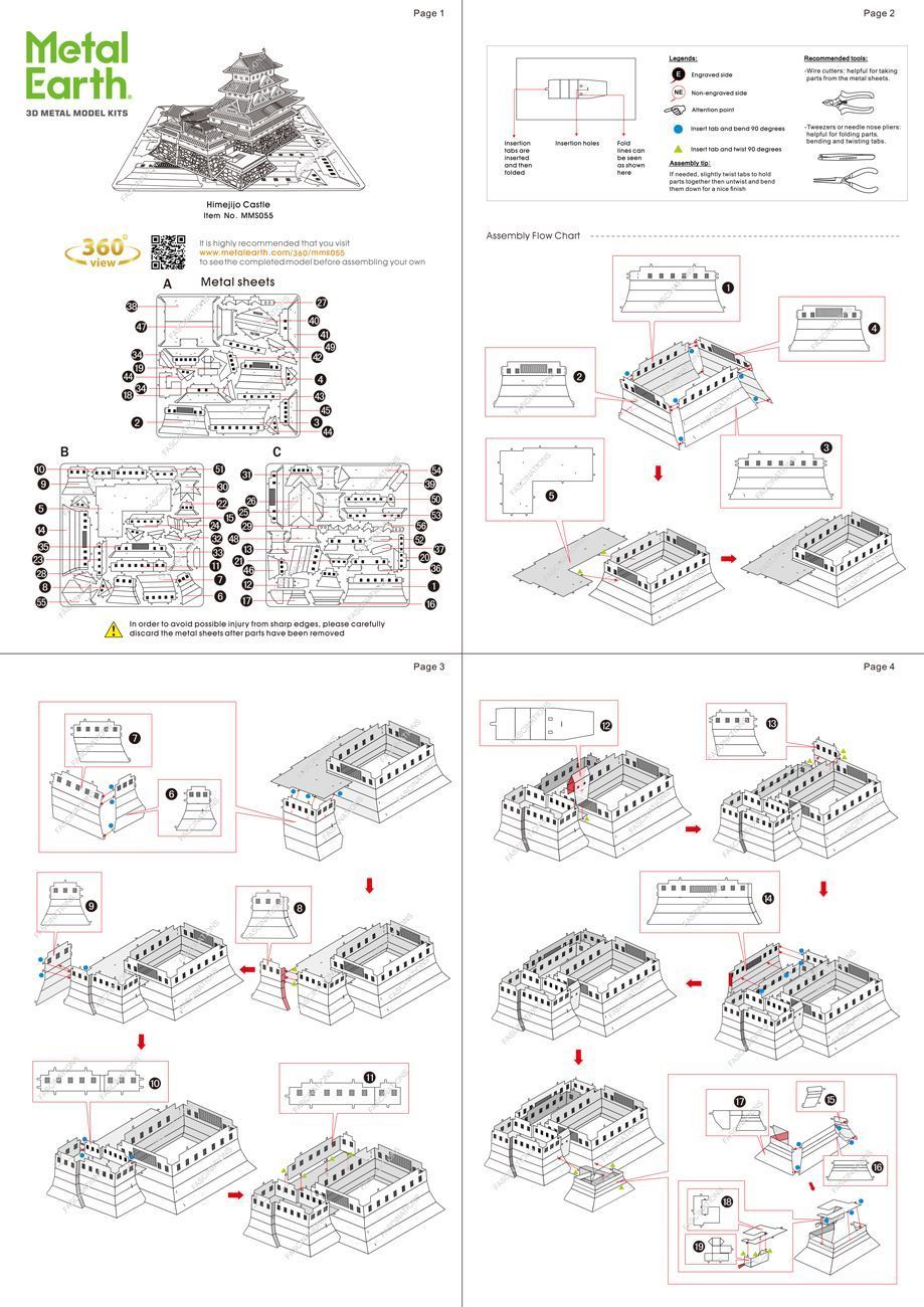 MMS055 Himeji Castle Fascinations Metal Earth 3D Metal Model Kit 