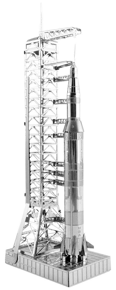 Set of 2 Fascinations Metal Earth Model Kits Apollo Saturn V Gantry & CSM w/ LM 