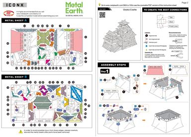 Fascinations ICONX 109 Osaka Castle 3d Metal Model Kit for sale online