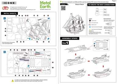 Black Pearl Ship BLACK Metal Earth Premium Series | 3D Metal Model