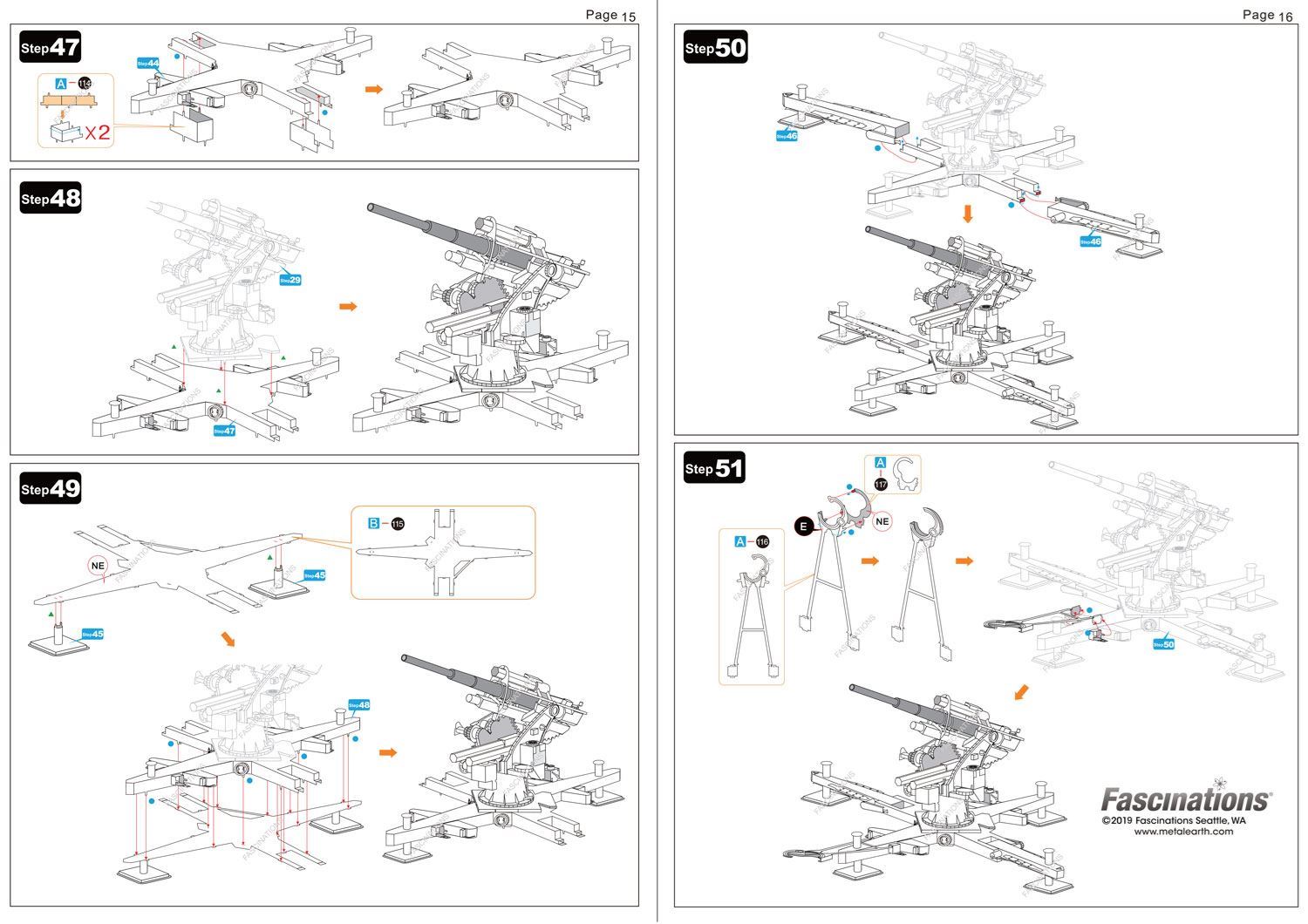 Fascinations Metal Earth ICONX World War II GERMAN FLAK 88 3D Steel Model Kit 