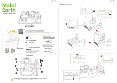 metal earth vehicle checker cab instructions