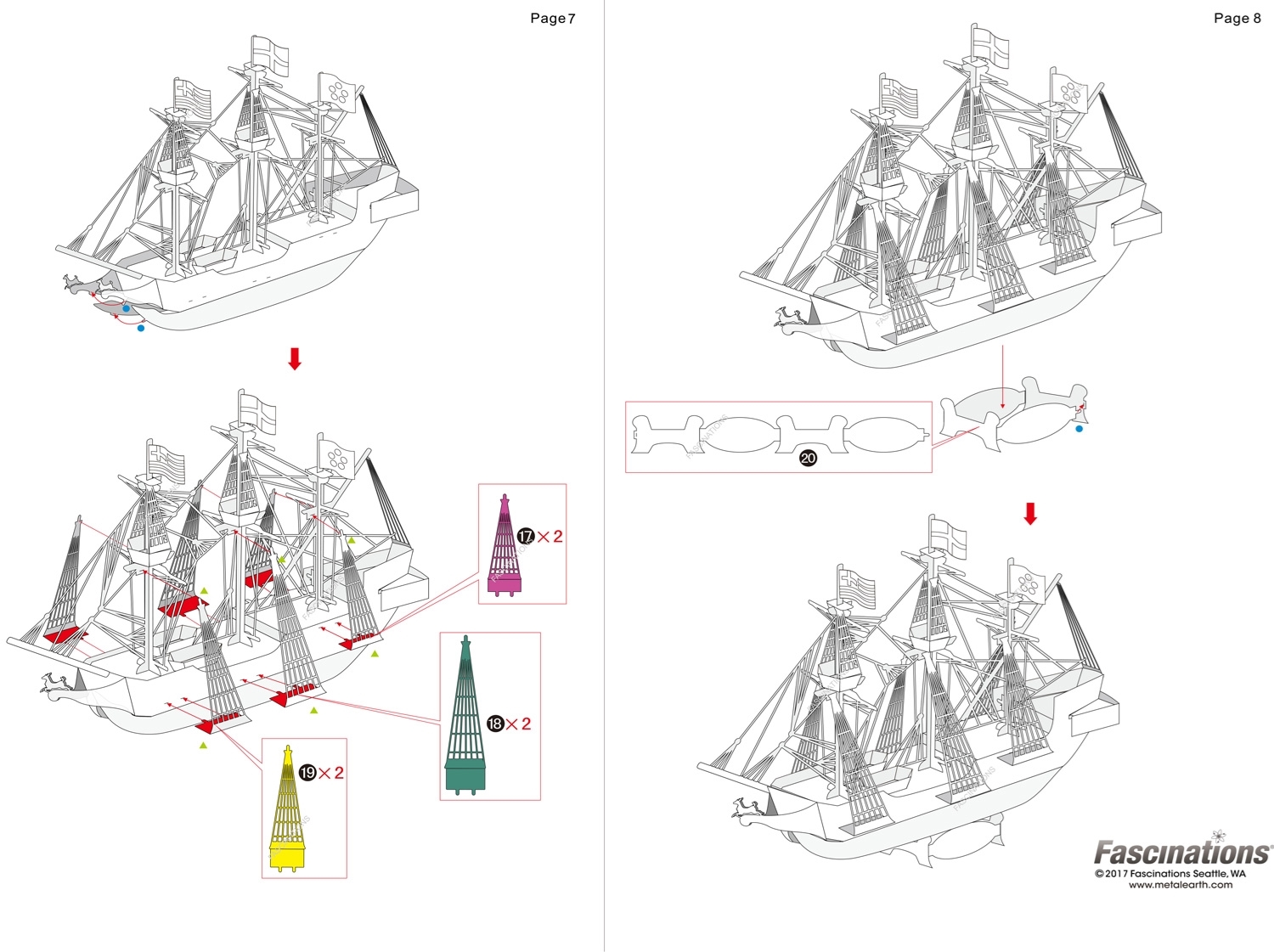 Fascinations Metal Earth Golden Hind Galleon Ship in GOLD Laser Cut 3D Model 