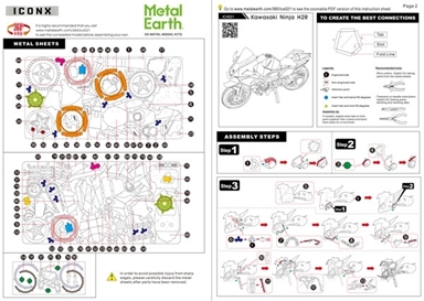 Kawasaki Ninja Motorcycle COLOR Metal Earth Premium Series | 3D
