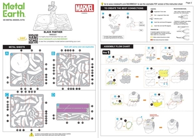 Metal Earth Marvel Black Panther - Maquette 3D En Métal à Construire - 76 Pièces - Niveau Difficile - 6,3x6,3x16,3 Cm - Sans Colle Ni Soudure - Dès 14 Ans